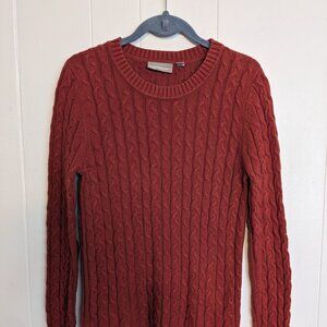 Croft and Barrow Burnt Orange Cable Knit Cotton Sweater